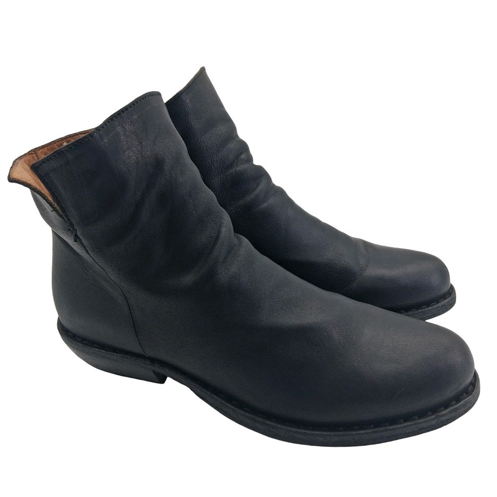 Fiorentini+Baker Boots Womens Size 7.5 Black Leather Ankle Zip Booties Italy